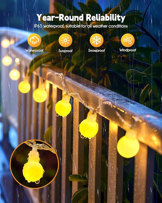 Brightown Solar String Lights Outdoor Waterproof, 19.6Ft 60 LED Globe Solar - Image 6