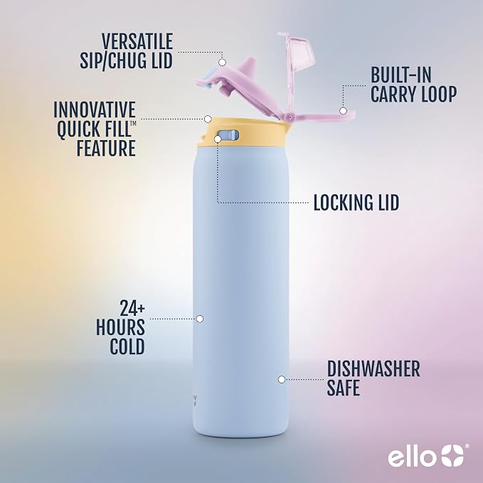 Ello Pop & Fill 40oz Stainless Steel Water Bottle - Image 3