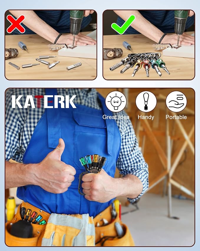 Katerk 6pcs 1/4 inch Hex Shank Aluminum Alloy Screwdriver Bits Holder 2 Sets - Image 3