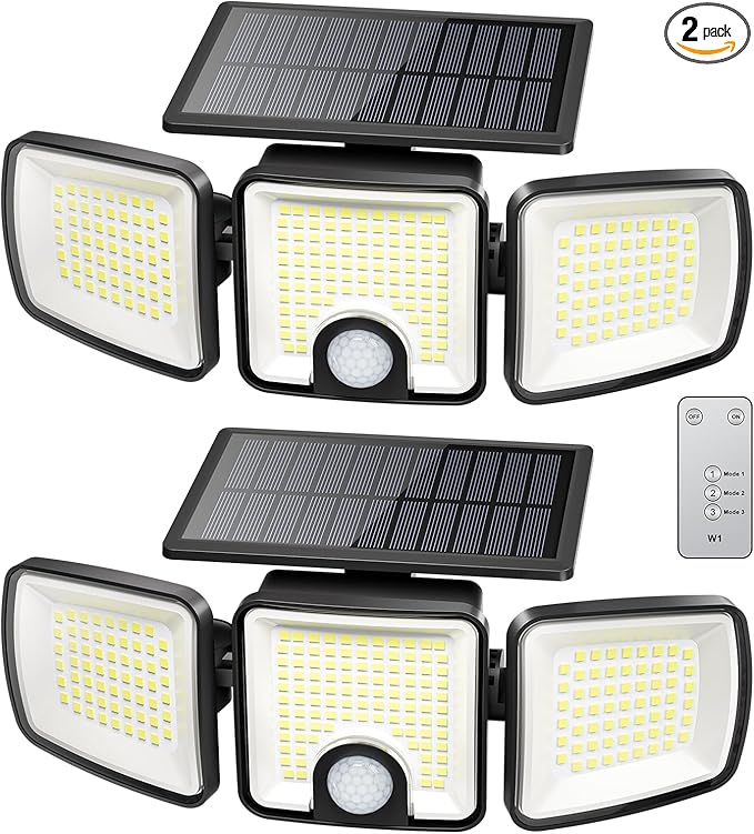 Brightown 2 Pack Solar-Security-Flood-Outdoor-Lights-with-Motion-Sensor by Brightown