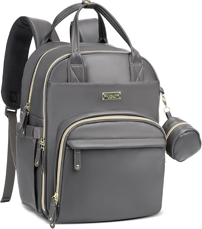 RUVALINO Diaper Bag Backpack, Insulated Bottle Holders & Pacifier Case by RUVALINO