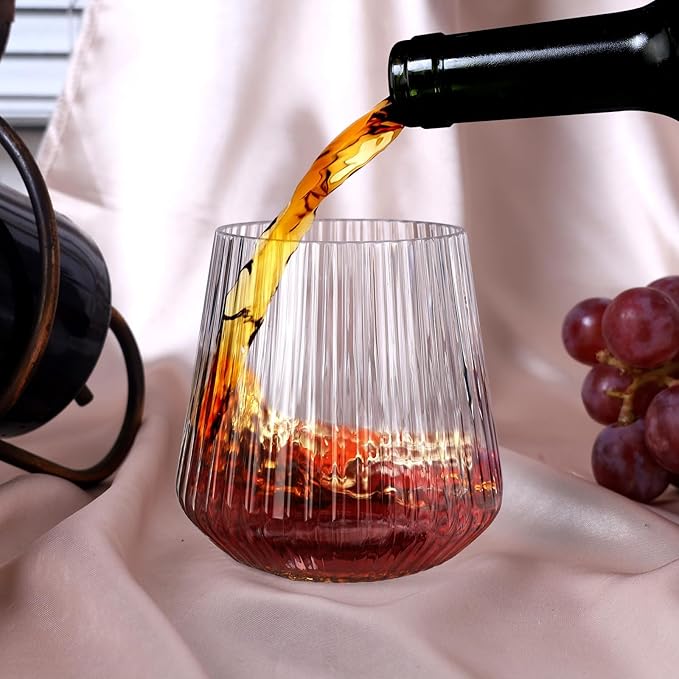 Lueumxc 40 Pack Plastic Ribbed Wine Glasses, 14Oz Origami Disposable Wine - Image 4