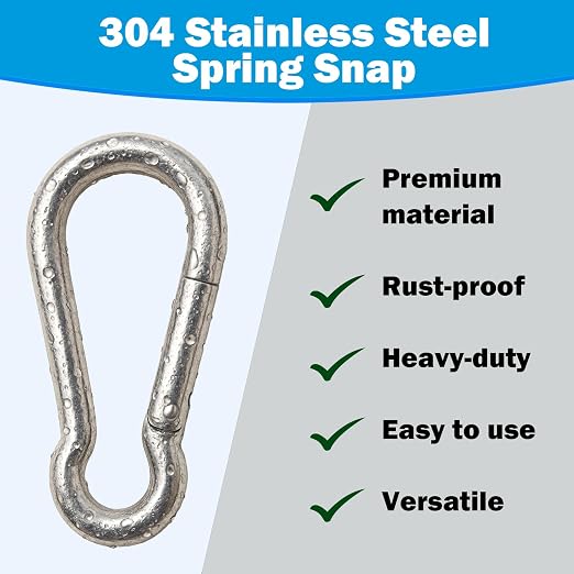 304 Stainless Steel Carabiners -5.5 inch Heavy Duty, Durable & Rust-Free Clips - Image 2
