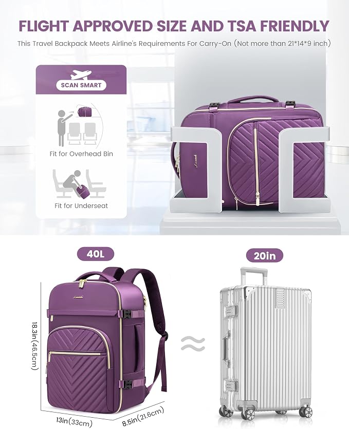 LOVEVOOK Large Travel Backpack for Women, TSA Carry on Backpack for Airplanes - Image 2
