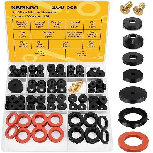 160 Pieces Hose Bib Washer & Faucet Washers Assorted Kit by NBRINGO