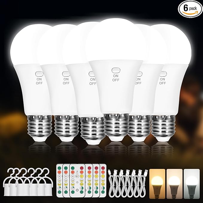 Kimjo 6 Pack Rechargeable Light Bulbs by Kimjo