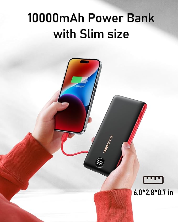 VEEKTOMX Portable Charger with Built in Cables 10000mAh, Power Bank - Image 7