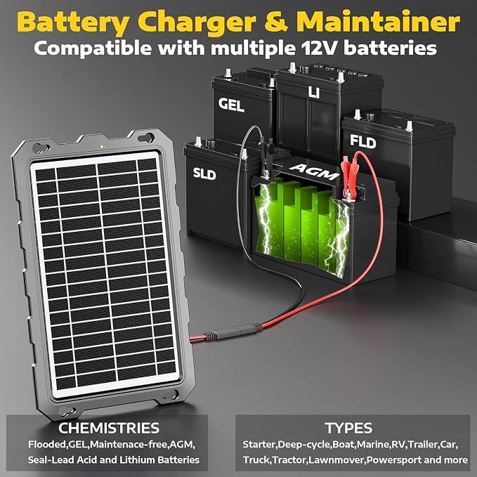 SUNAPEX 12V Solar Battery Charge: 10W Waterproof Portable Solar Panel Kit - Image 7