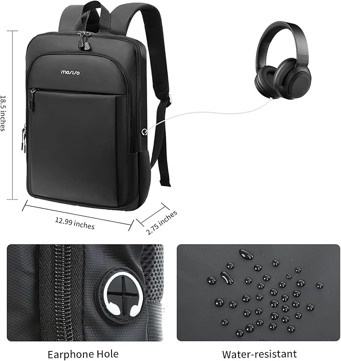 MOSISO Laptop Backpack for Men, Slim Lightweight Compact Computer Backpack for - Image 4