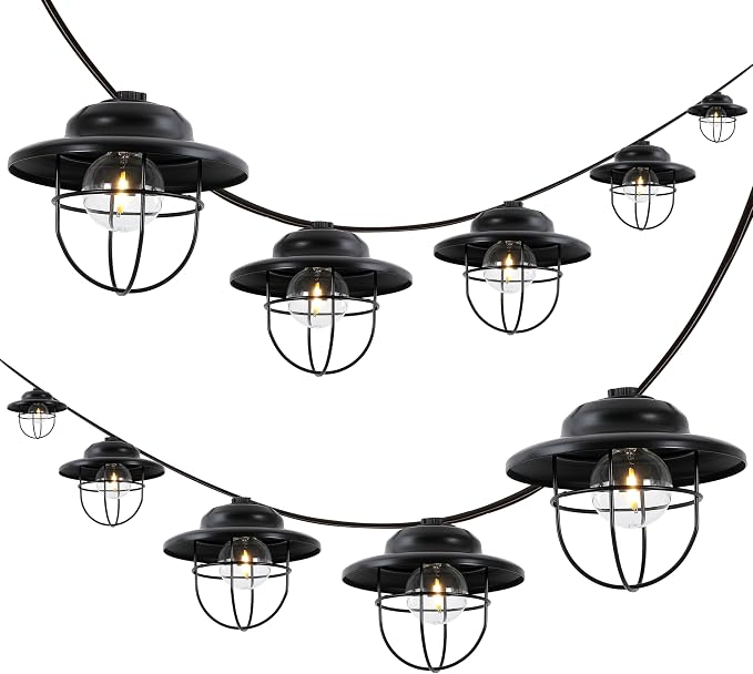 JONATHAN Y 10' Black 10-Light Rustic Farmhouse LED String Lights by JONATHANY