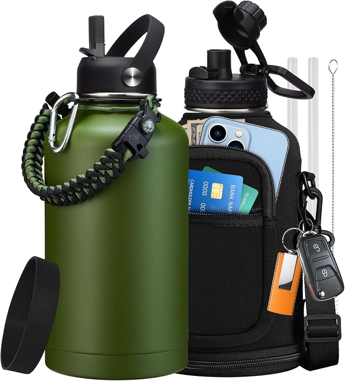 Stainless Steel Water Bottles 64oz by VICKNIY