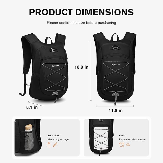 Ultra-Light Soft Daypack 15L/20L, Cushioned Breathable Back Panel Backpack - Image 5