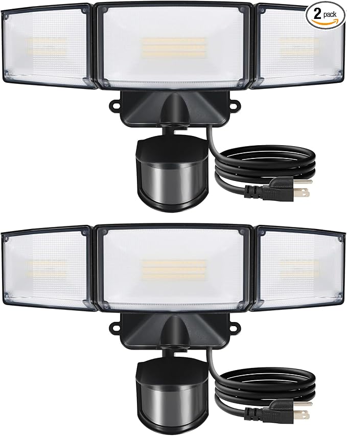 LUTEC 2 Pack 50W Motion Sensor Outdoor Lights, 5500 LM Plug in Flood Light by LUTEC