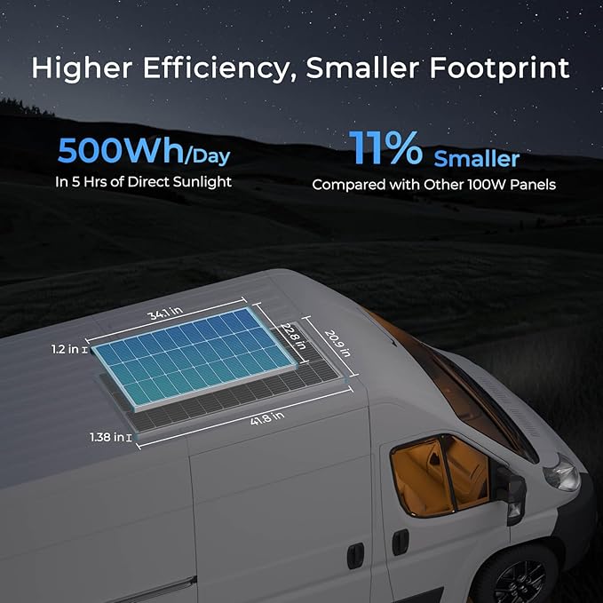 Renogy 100W Solar Panel N-Type, 12V 100 Watt Solar Panel 16BB 25% - Image 3