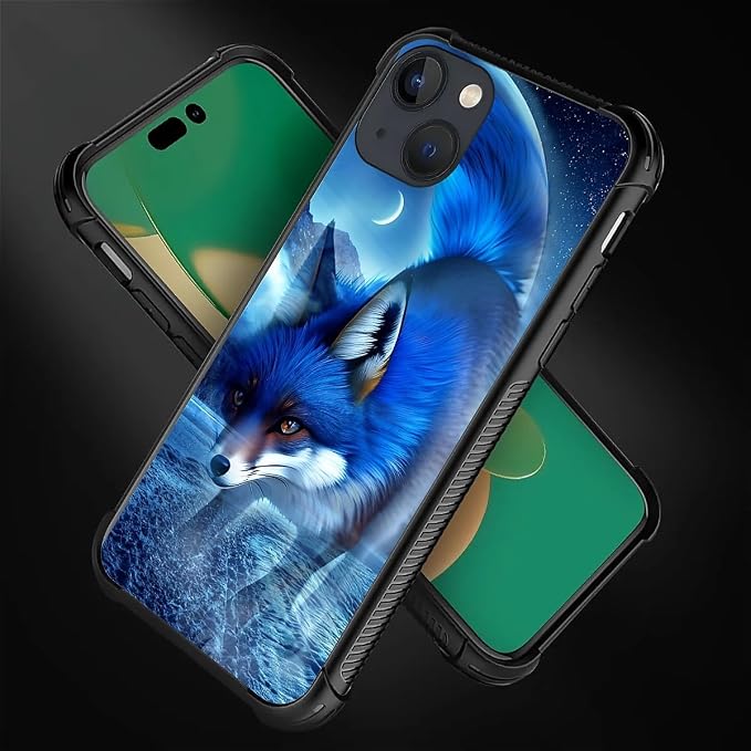 for iPhone 14 Plus Case, Snowy Mountain Fox Lake Pattern Graphic Design Girl - Image 2