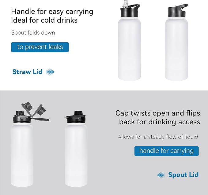 VEGOND 40 oz Insulated Water Bottle Bulk Stainless Steel Metal Water Bottles - Image 5