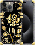 Compatible with iPhone 16 Pro Case, Shine Gold Rose Luxury Golden Decoration by Unknown