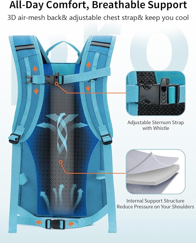 ECOHUB Small Hiking Backpack for Men Women, 20L Lightweight Travel Backpacks - Image 4
