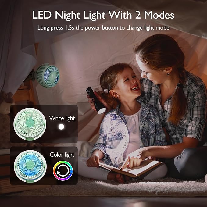 Momcozy 8000mAh Portable Stroller Fan, 27H Ultra-long Battery Life Detachable 4 - Image 6