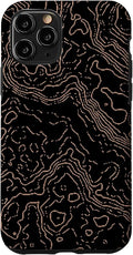 Topography Black & Brown Abstract Pattern Topographic Map Case by Unknown