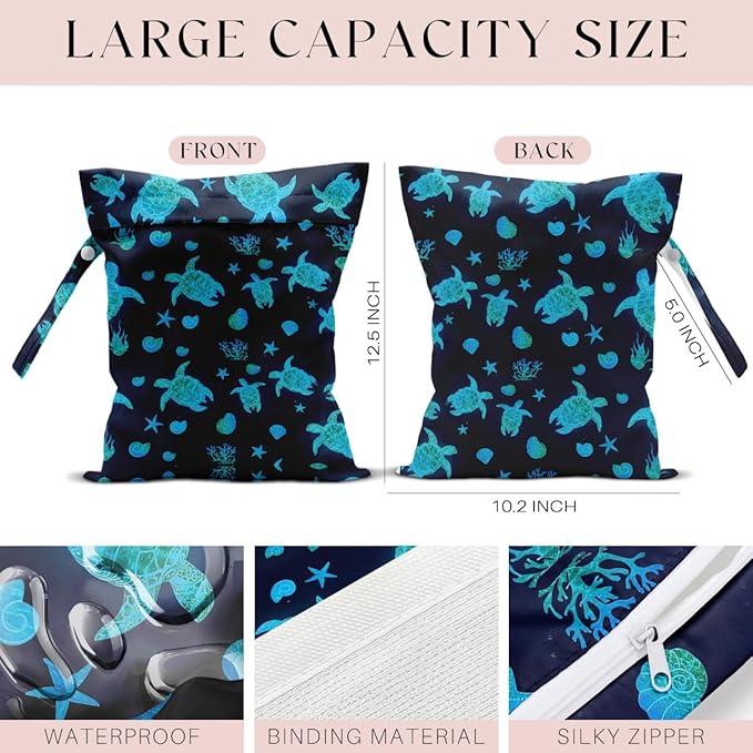 Waterproof Wet Bag for Swimsuit, Travel Beach Wet Dry Bag, Hidden Zipper - Image 2
