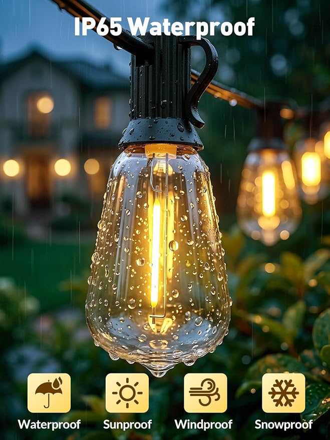 65ft-Solar-String-Lights-Outdoor-Waterproof-Solor-Powered-Patio-Light-Hanging-Ou - Image 4