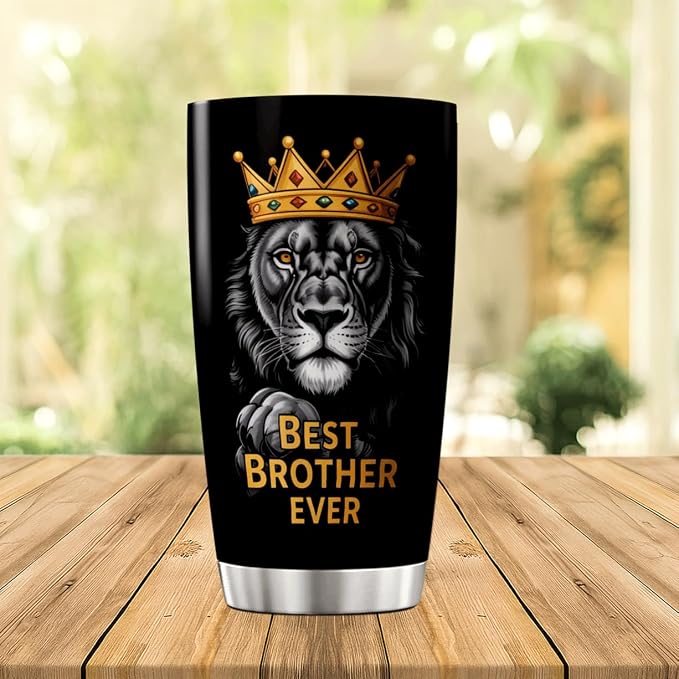 CUBICER Best Brother Ever Lion Design Stainless Steel Tumbler 20 Oz - Image 3