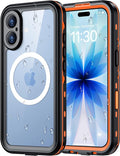 Red2Fire for iPhone 17 Case Waterproof, Phone Case 6.3" Orange/Clear by Red2Fire
