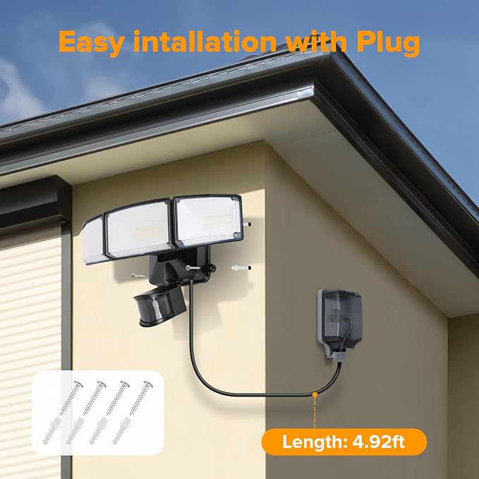 LUTEC 50W Motion Sensor Outdoor Lights, 5500 LM Plug in Flood Light Outdoor - Image 7