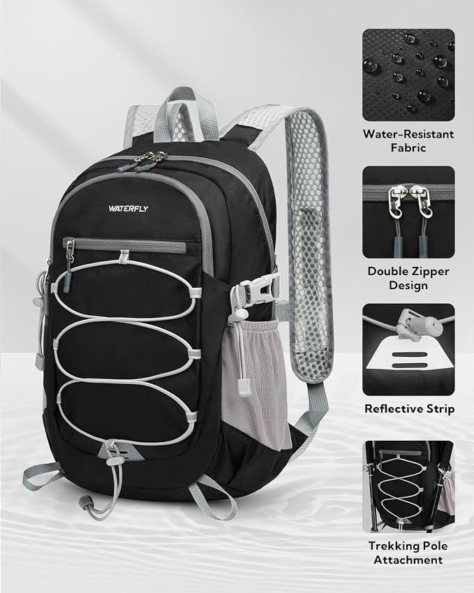 WATERFLY Small Lightweight Packable Backpack: 15L Mini Ultra Light Foldable - Image 3