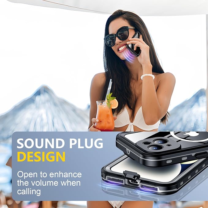 Red2Fire for iPhone 14 Case Waterproof, Phone Case 6.1" Black/Clear - Image 6