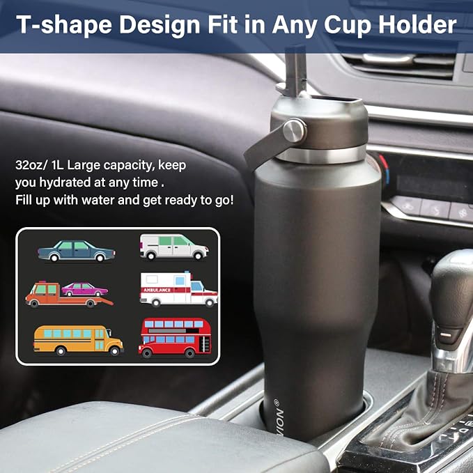 HYDROWION 32oz Water Bottle, Double Wall Vacuum Stainless Steel Insulated Water - Image 4
