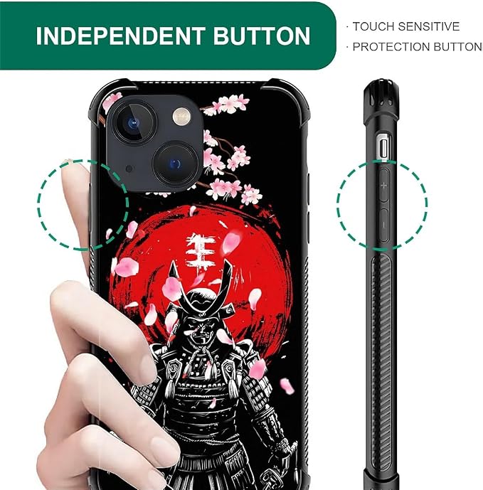 for iPhone 13 Case, Sakura Japanese Samurai Pattern Graphic Design Girl Boy - Image 6