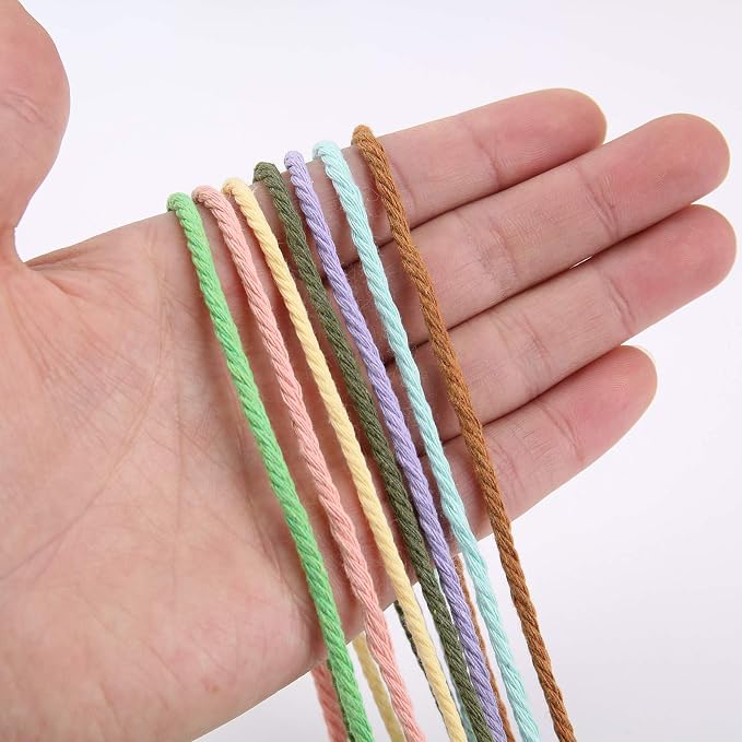 Meat Pink Macrame Cord 3mm x 109Yards, Colored Cotton Rope Craft Cord Colorful - Image 2