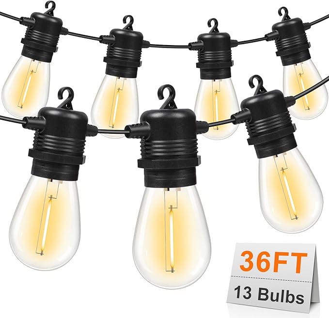 GvvooHome LED Outdoor String Lights 36FT Patio Lights by GvvooHome