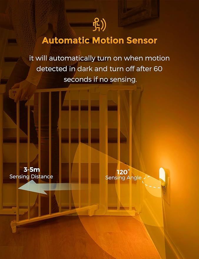 L LOHAS LED Amber Night Light, 2 Pack, Night Lights Plug into Wall Motion Sensor - Image 6