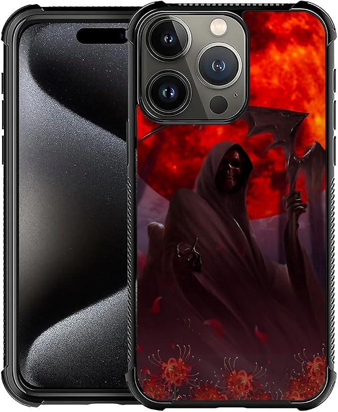 for iPhone 16 Pro Case, Death by The Red Moon Pattern Graphic Design Girl Boy by FKBRCL4U
