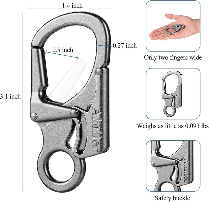 Ahiller Carabiner Clip, Double Anti-Misopening Locking Design, Key Ring Clip - Image 2