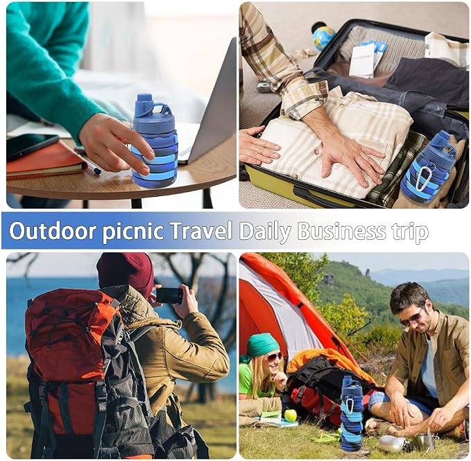 Silicone Collapsible Water Bottles, 16oz（500ml） Portable Foldable Expandable - Image 6