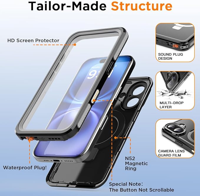 AICase Magnetic for iPhone 16 Case Waterproof Magsafe Shockproof Protective - Image 7
