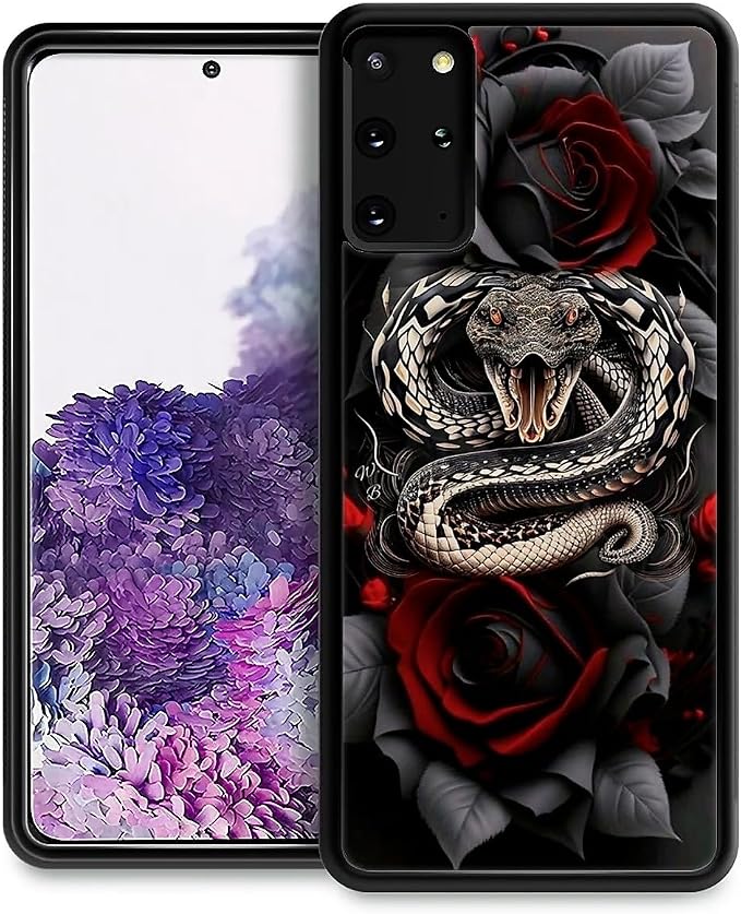 for Samsung Galaxy S20 Plus Case, Entwined Rose Snake Pattern Graphic Design by FKBRCL4U