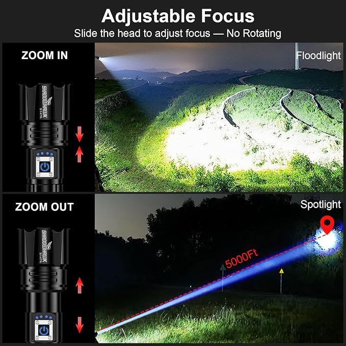 Flashlight 10000 High Lumens Rechargeable - 30W Super Bright LED Flash Light | - Image 3