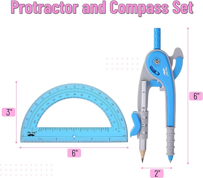 Mr. Pen- Geometry Compass and Protractor Set, 12 Sets, 6 Inch Compass, 6 Inch - Image 2