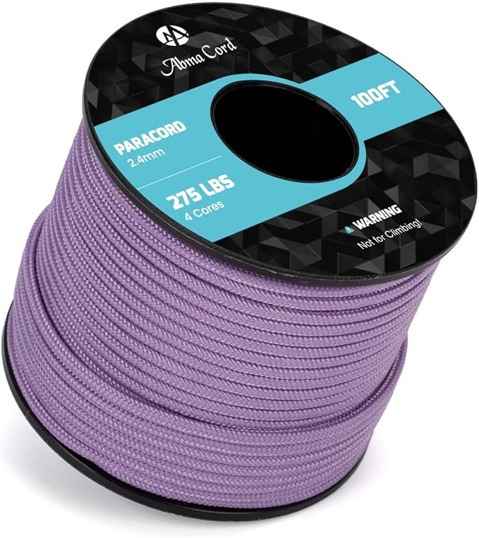 Abma Cord 2.4mm Paracord 275 100ft Nylon Rope 4 Strands Tactical Parachute Cord by Abma+Cord