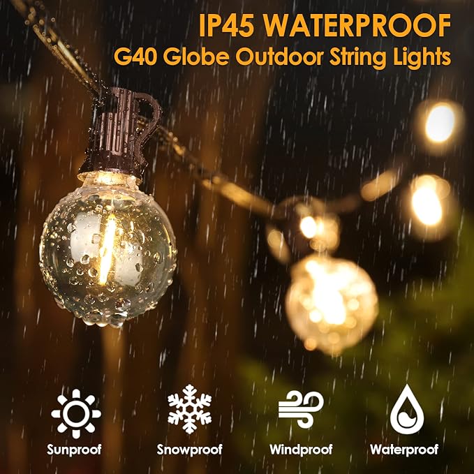 Mlambert 200Ft Outdoor String Lights, G40 Globe Patio Lights Connectable - Image 4
