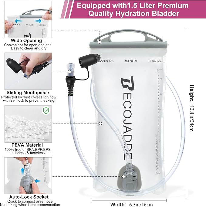 BECOJADDE Running Vest Hydration Backpack - Image 5