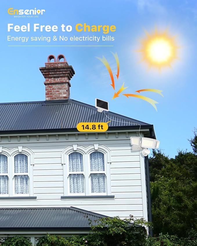 Ensenior 5 Motion Sensor Modes Solar Security Light, 1800LM 270° Wide Angle 3 - Image 3