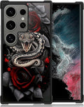 for Samsung Galaxy S24 Ultra Case, Entwined Rose Snake Pattern Graphic Design by FKBRCL4U