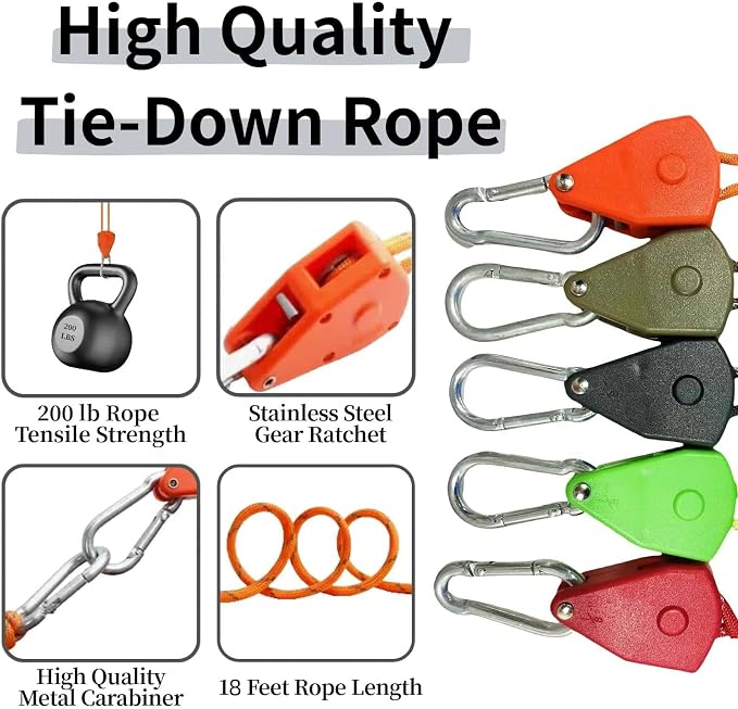 Longer 18ft Ratchet Straps Ropes Tie Down Rope Strap Small Mini Reflctive - Image 4