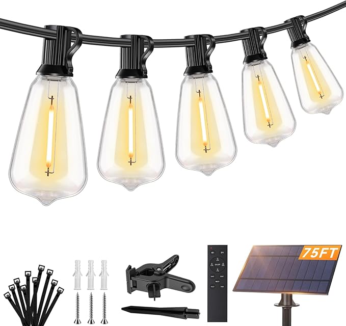 Brightever 75FT Solar String Lights Outdoor Waterproof by Brightever
